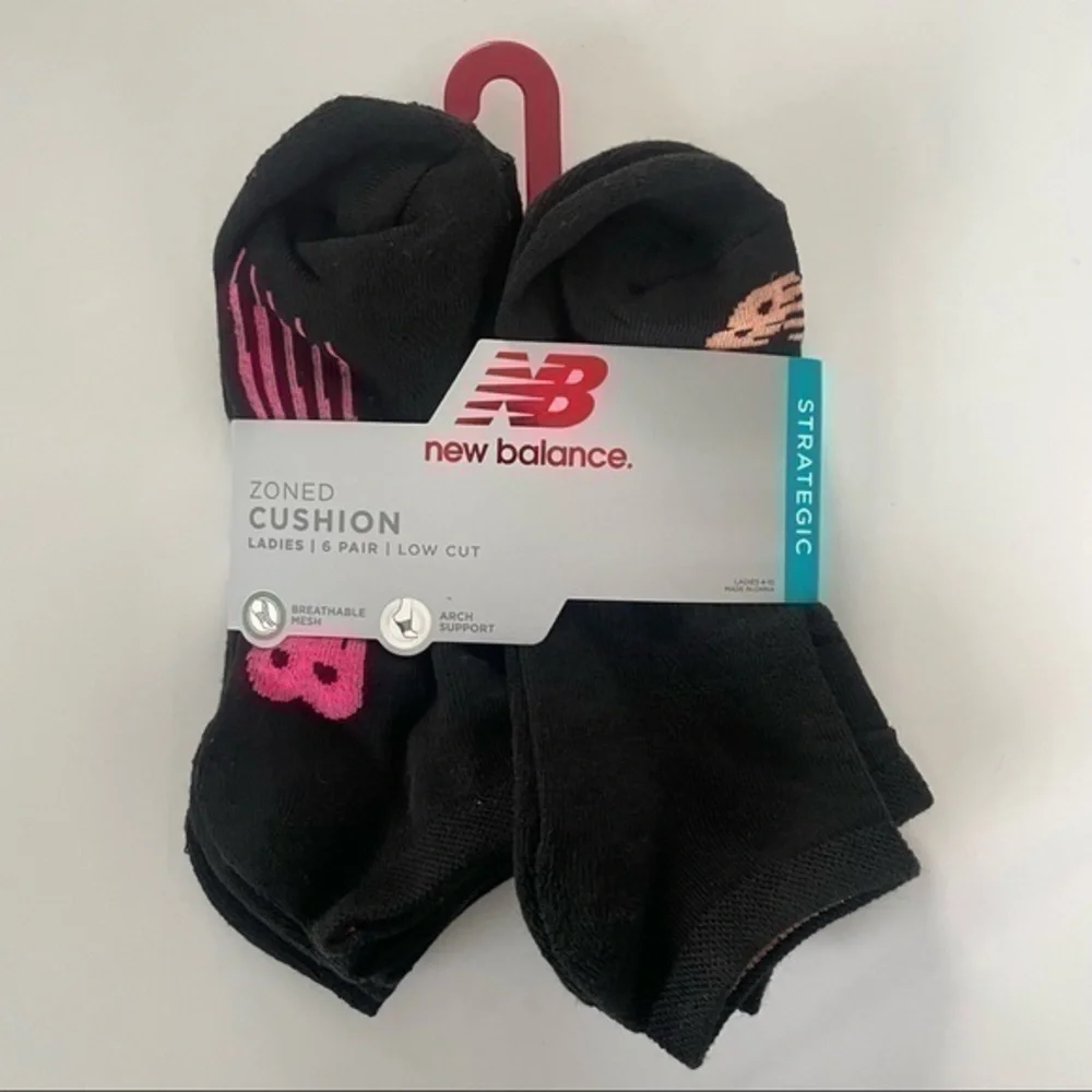 New Balance women’s low cut socks black 6 pack size 4-10